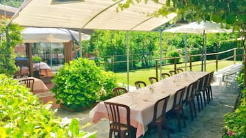 FrĂŒhstĂŒck und Abendessen, Blick auf den Garten