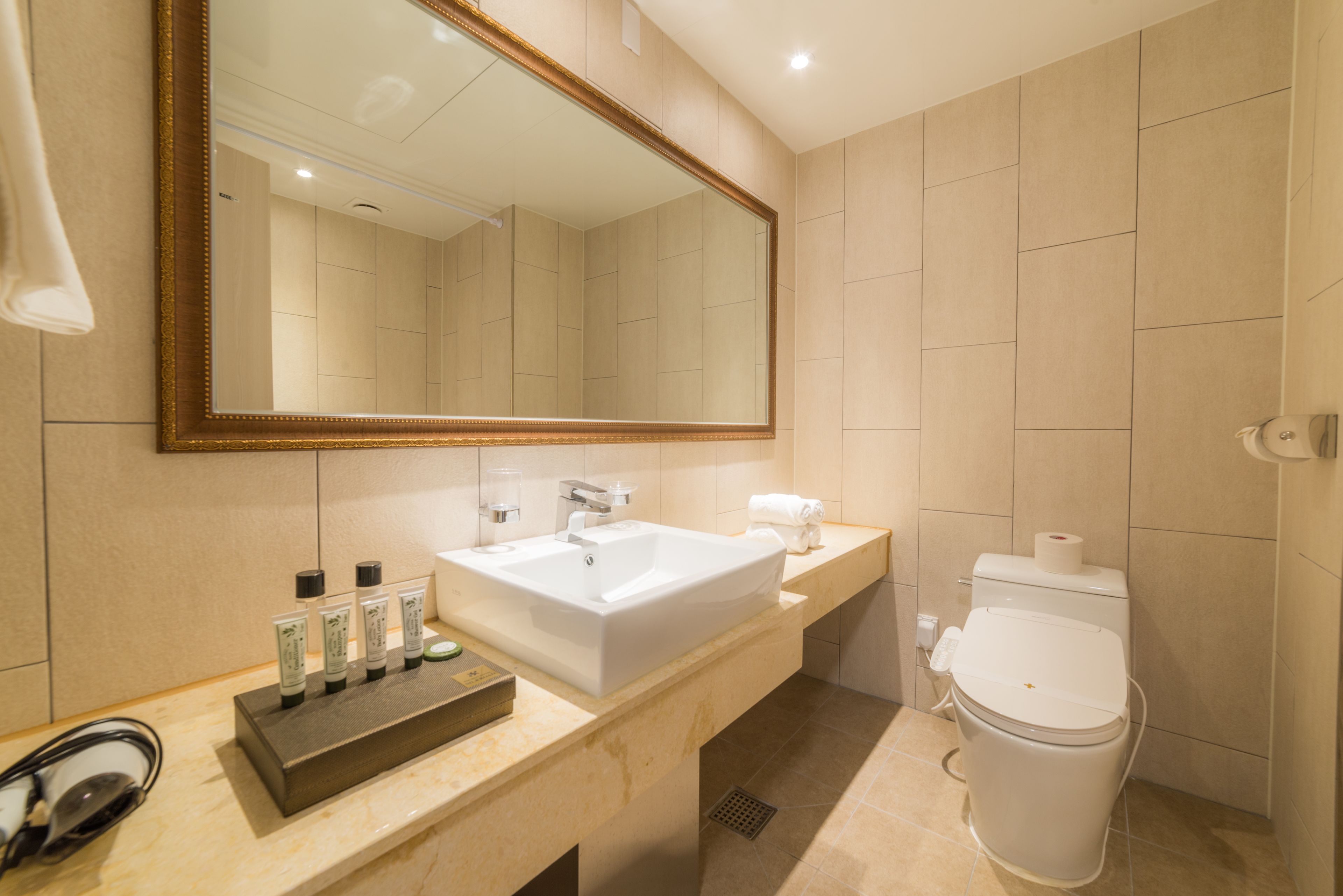 combined shower/bathtub, deep-soaking bathtub, rainfall showerhead