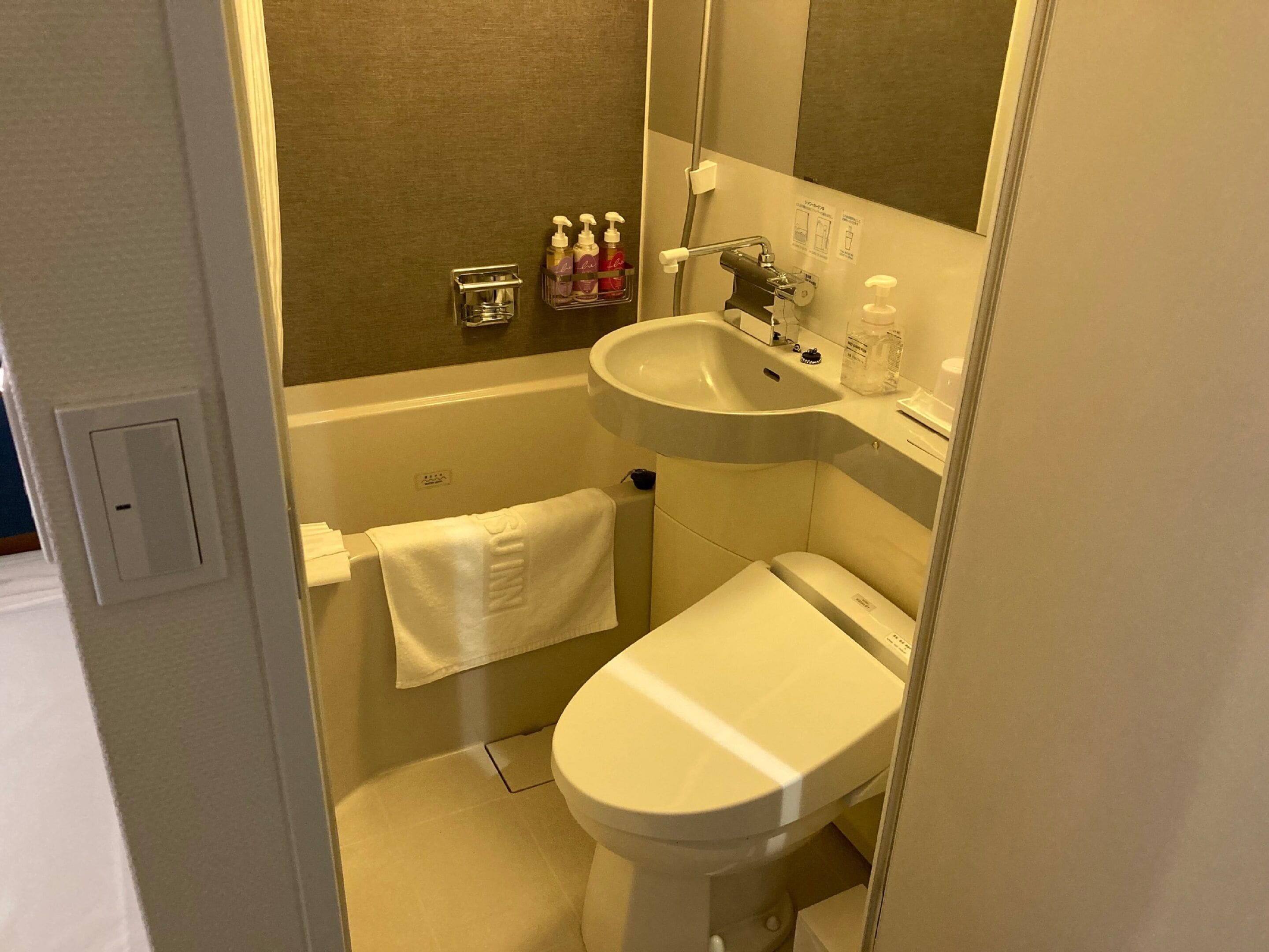 combined shower/bathtub, free toiletries, hair dryer, bathrobes