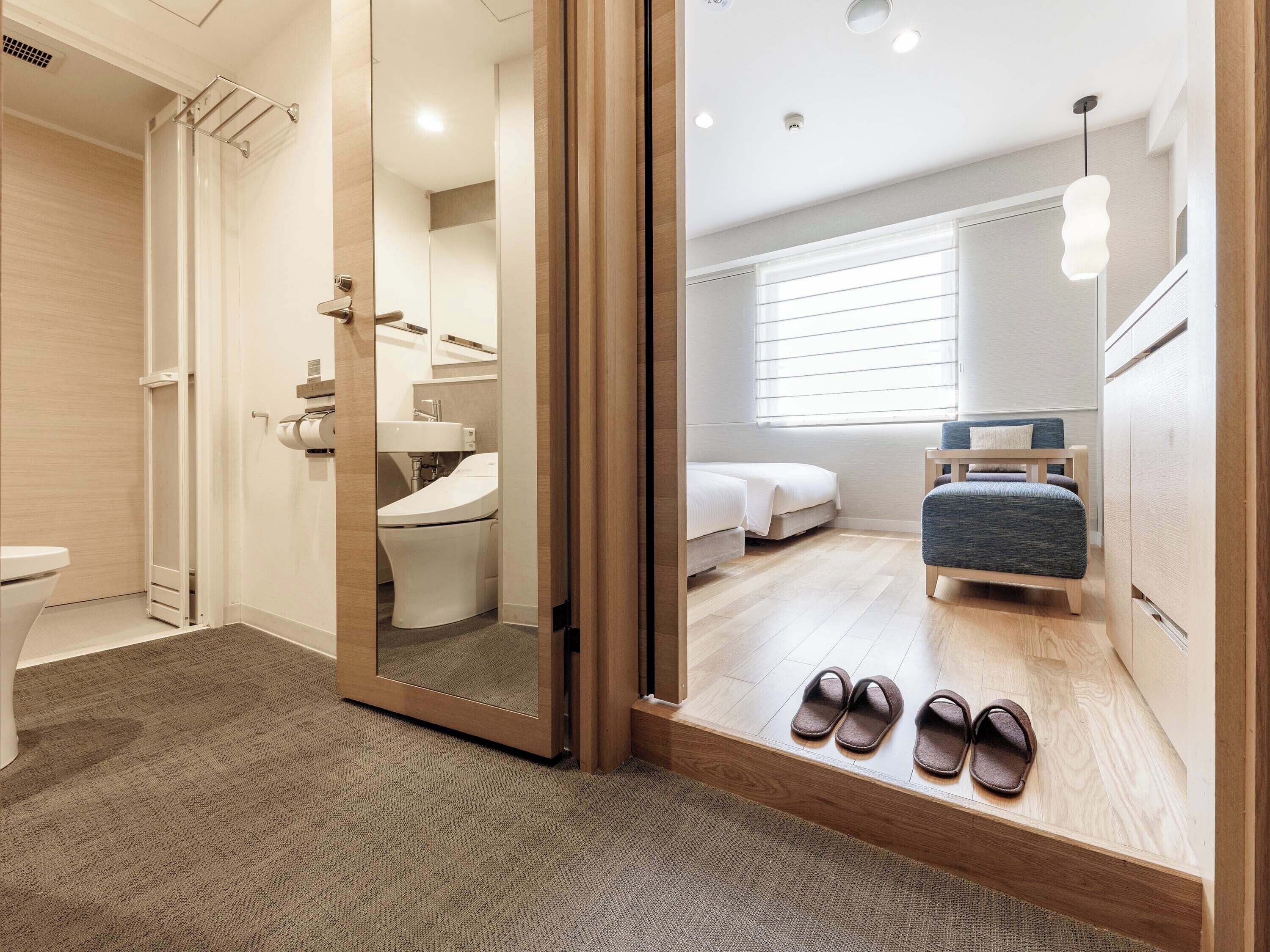 Free toiletries, hair dryer, slippers, bidet