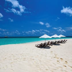 Private beach, white sand, sun-loungers, beach umbrellas