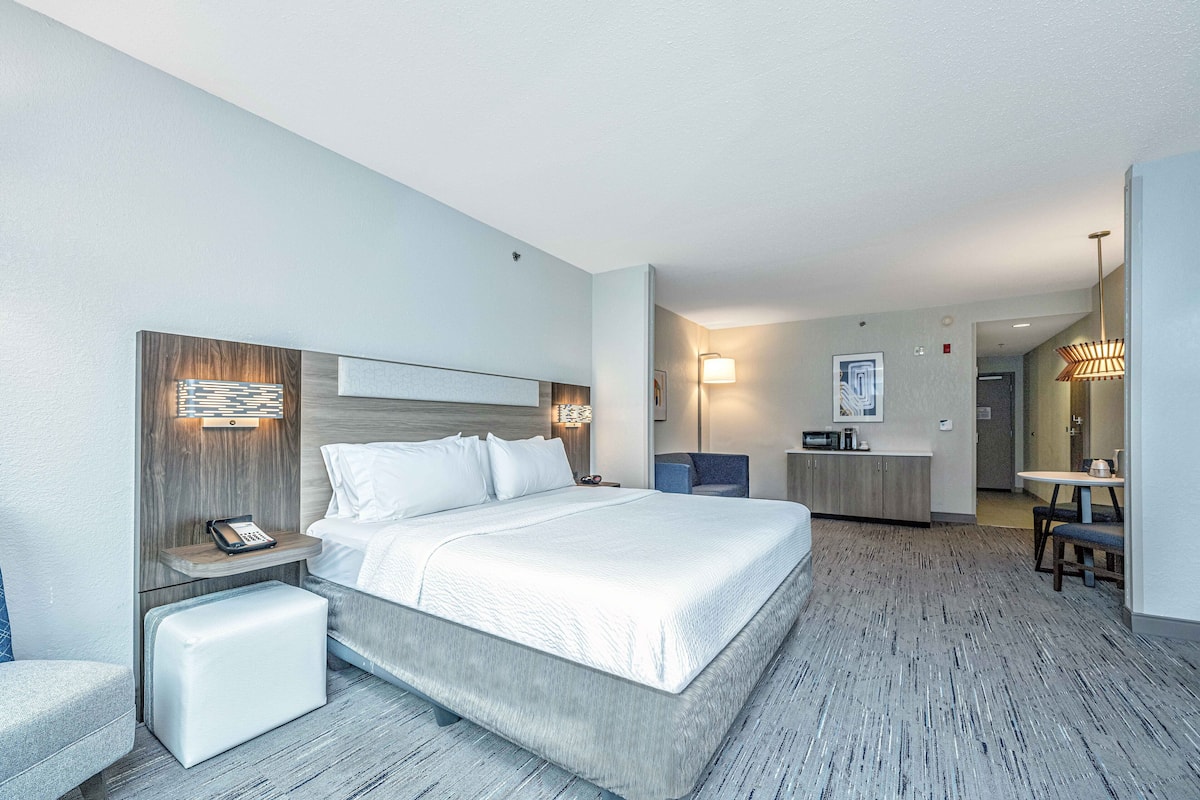 Suite, 1 King Bed, Mobility Accessible (Communications, Roll-In Shower) | 1 bedroom, desk, laptop workspace, blackout curtains