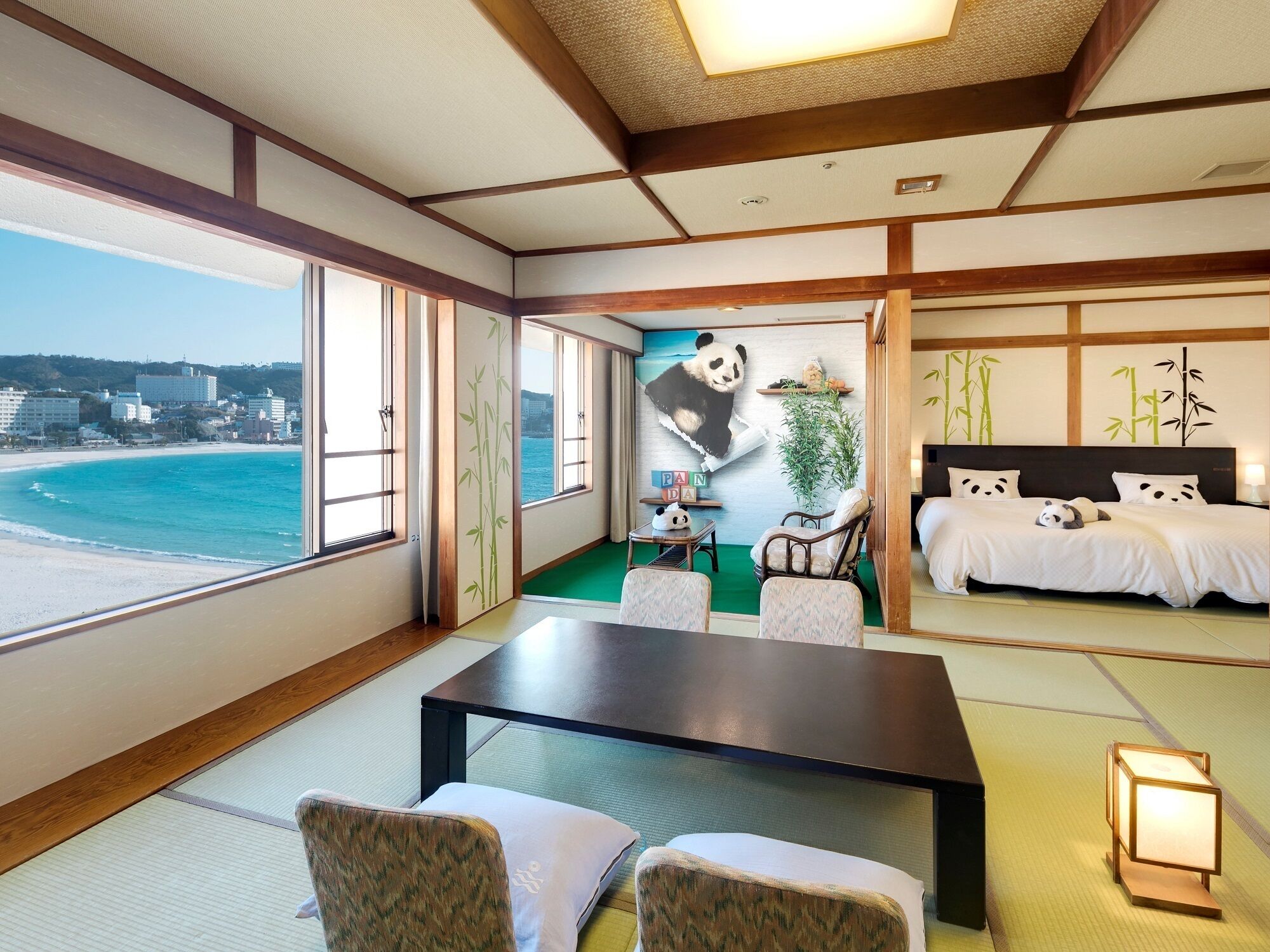 Panda Design Japanese Room with Twin Beds with Ocean View - Non-Smoking