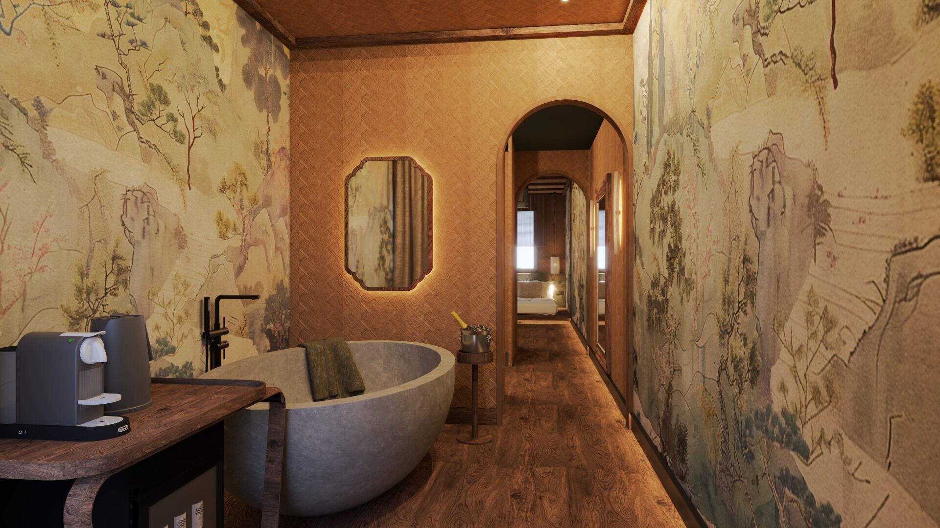 Exklusivt dubbelrum - terrass - bottenvåning | Minibar, värdeförvaringsskåp på rummet och mörkläggningsgardiner