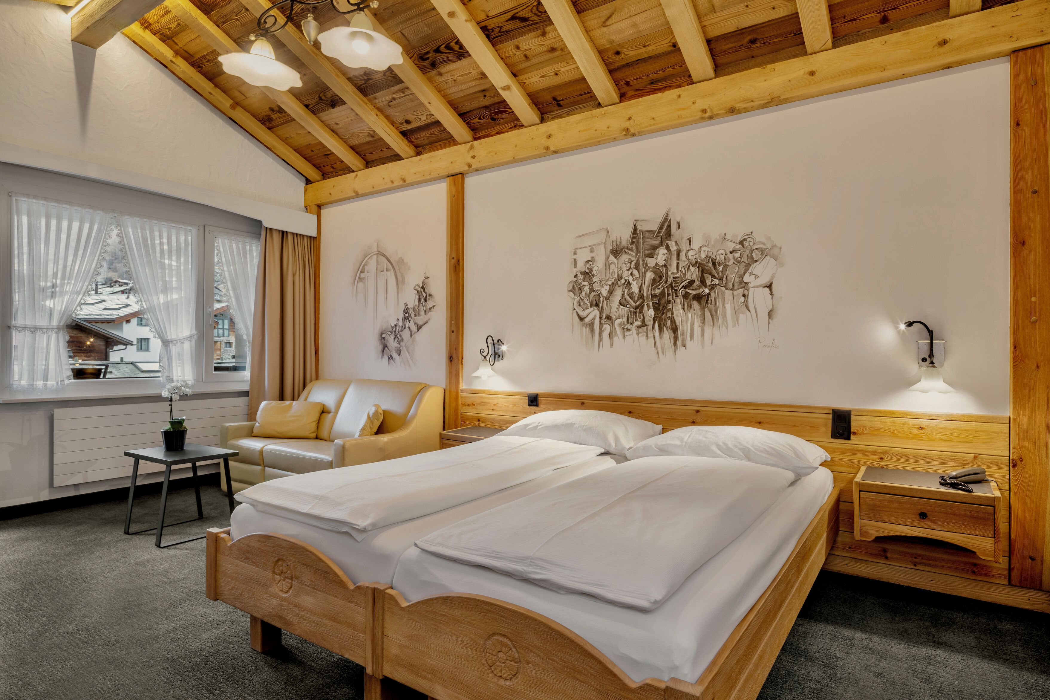 deluxe twin room, mountain view (matterhorn) | premium bedding, pillow-top beds, in-room safe, desk