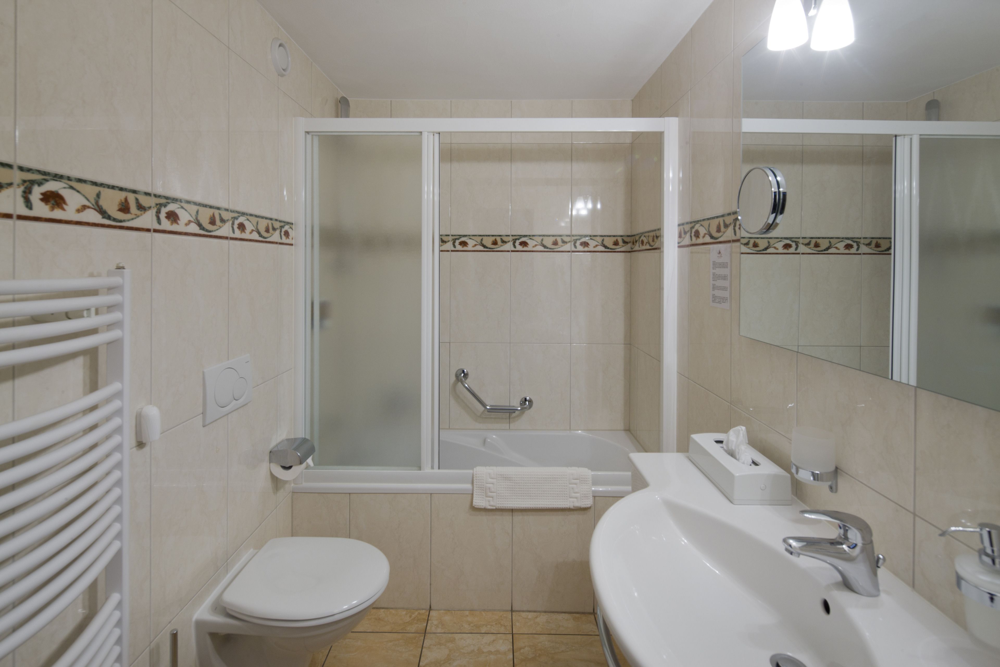 standard double room, 1 queen bed, mountain view | bathroom | hair dryer, towels