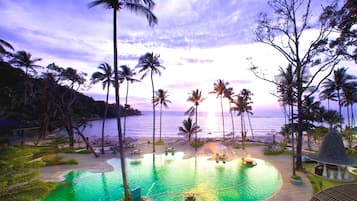 2 outdoor pools, pool umbrellas, pool loungers