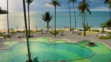 2 outdoor pools, pool umbrellas, sun loungers