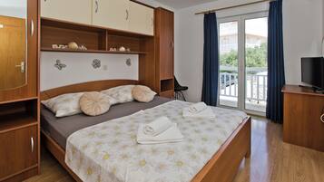 1 bedroom, desk, blackout curtains, iron/ironing board