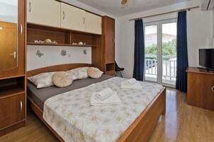 Desk, blackout drapes, iron/ironing board (on request), WiFi (free)