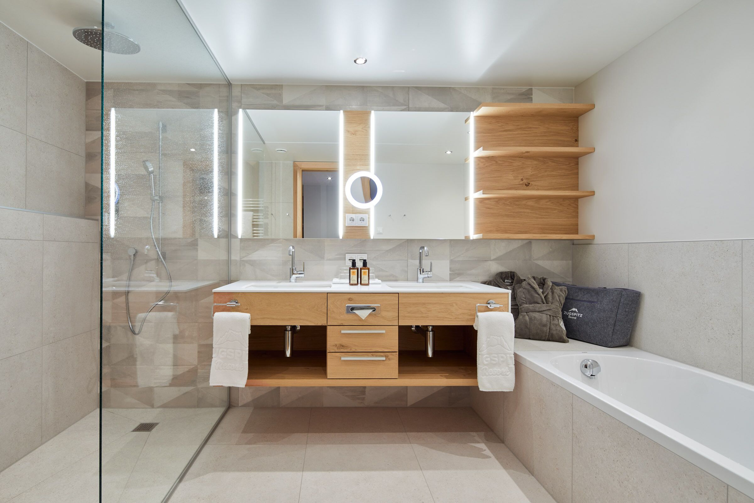 free toiletries, hair dryer, bathrobes, towels