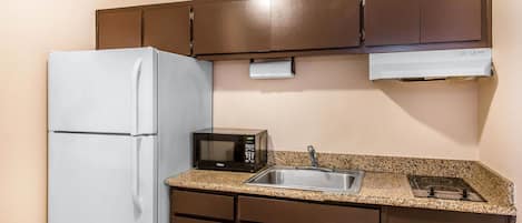 Fridge, microwave, coffee/tea maker