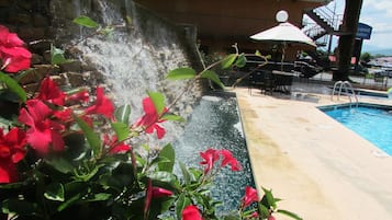 Outdoor pool, sun loungers