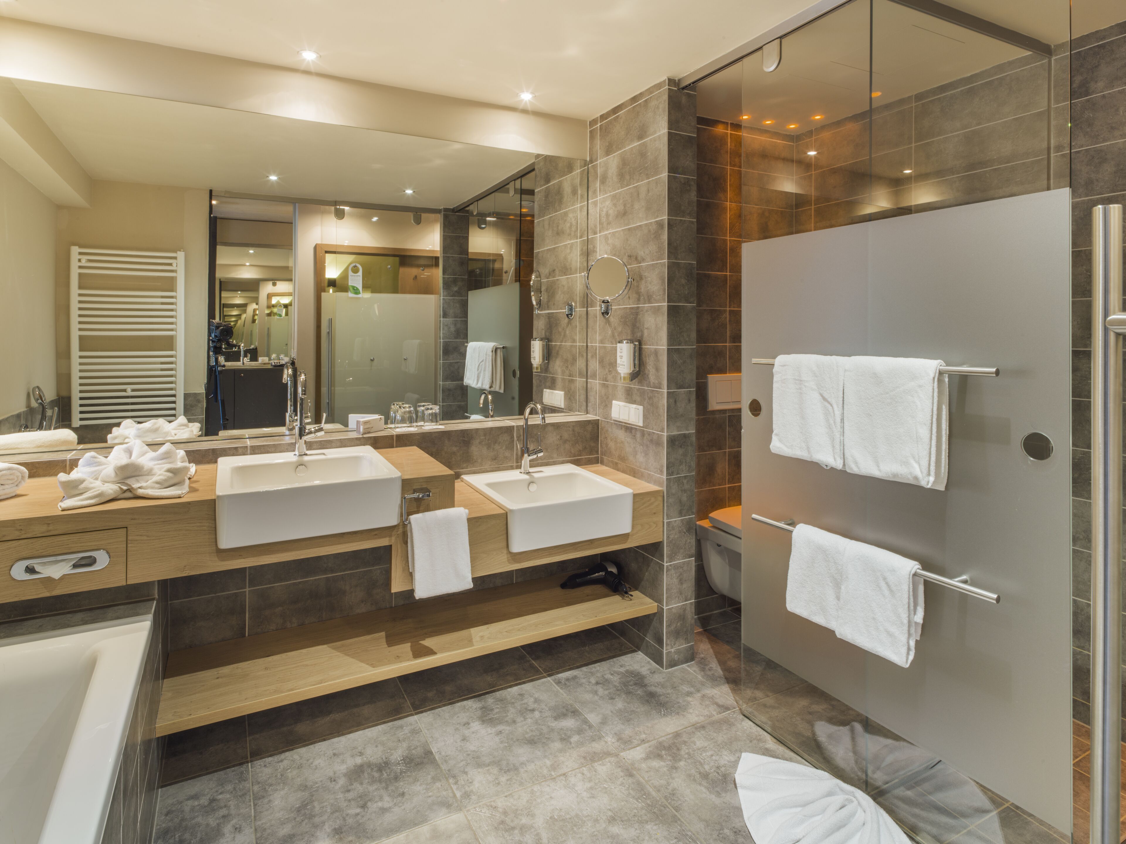 family room comfort | bathroom | free toiletries, hair dryer, bathrobes, slippers