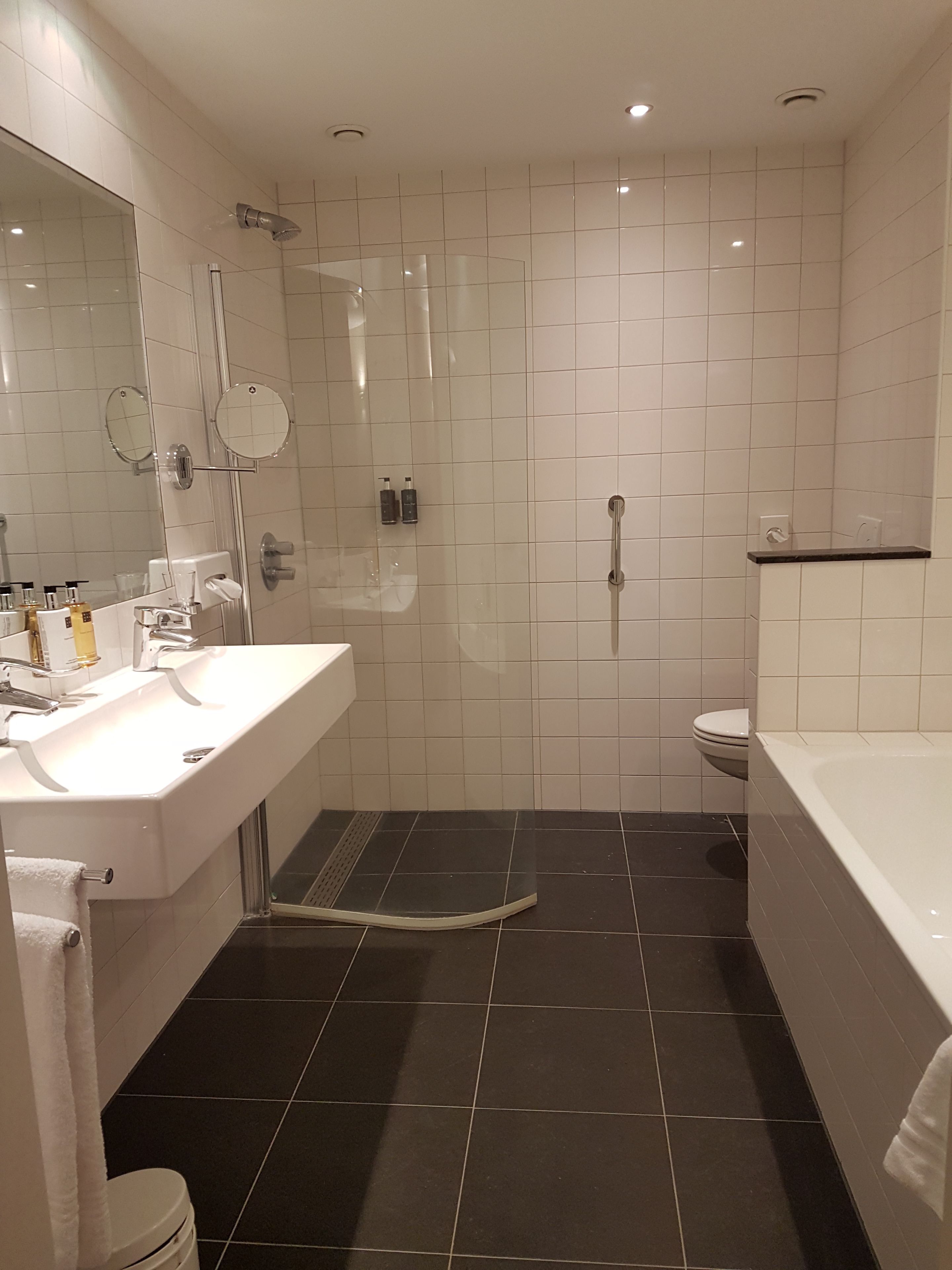 free toiletries, hair dryer, towels