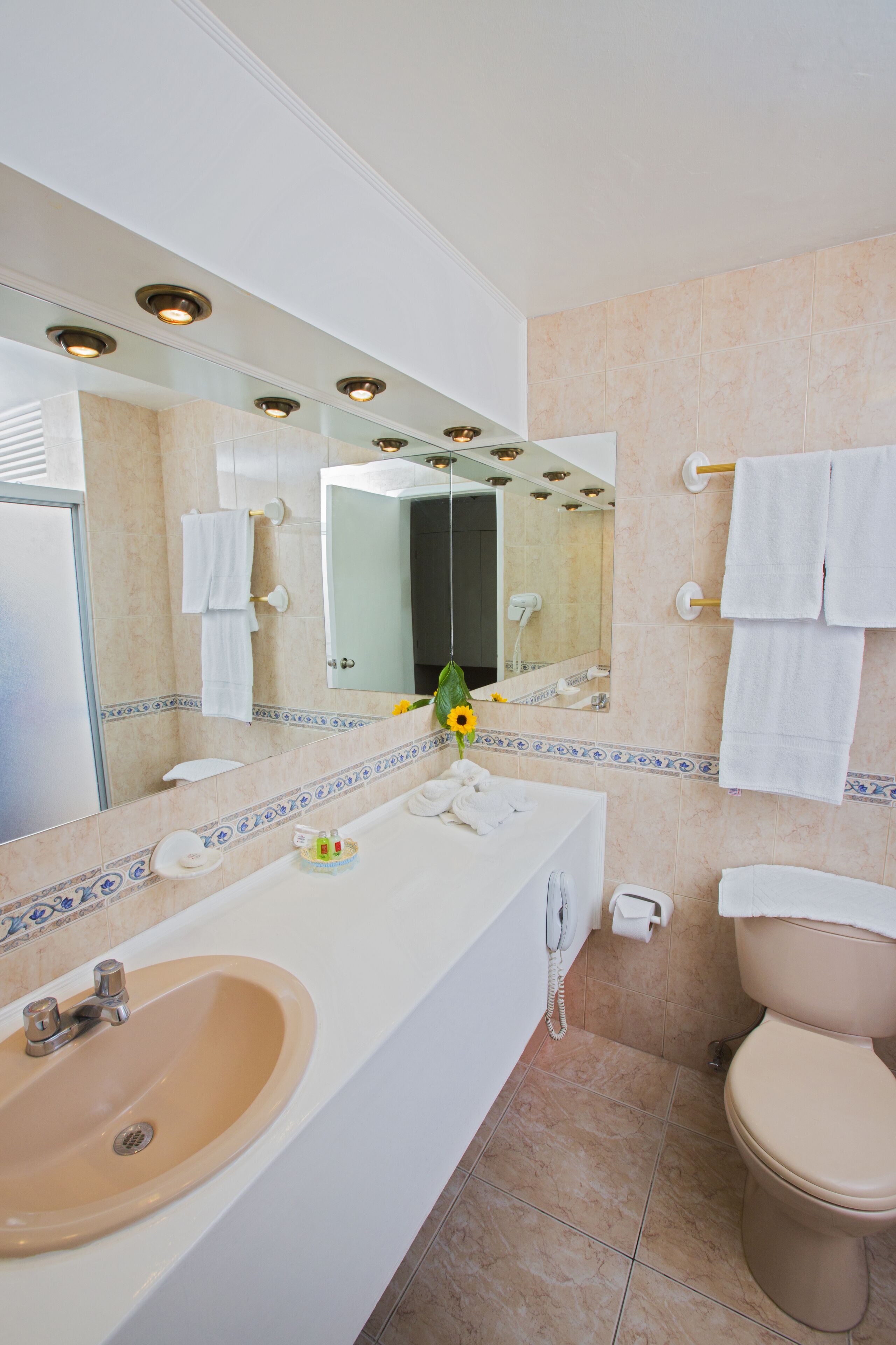 shower, free toiletries, towels