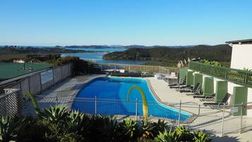 Outdoor pool, sun loungers