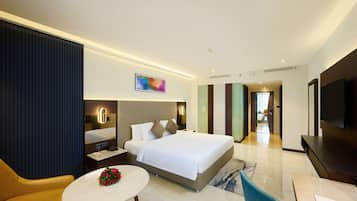ห้องเอ็กเซกคิวทีฟ, เตียงคิงไซส์ 1 เตียง | 1 ห้องนอน, เครื่องนอนระดับพรีเมียม, เตียงพร้อมฟูกเสริมที่นอน, มินิบาร์