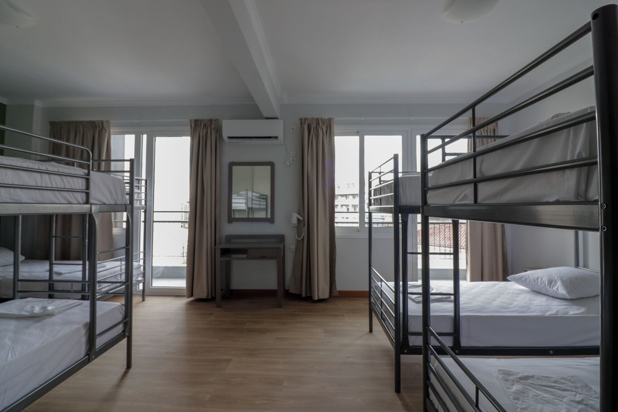 desk, blackout curtains, soundproofing, iron/ironing board