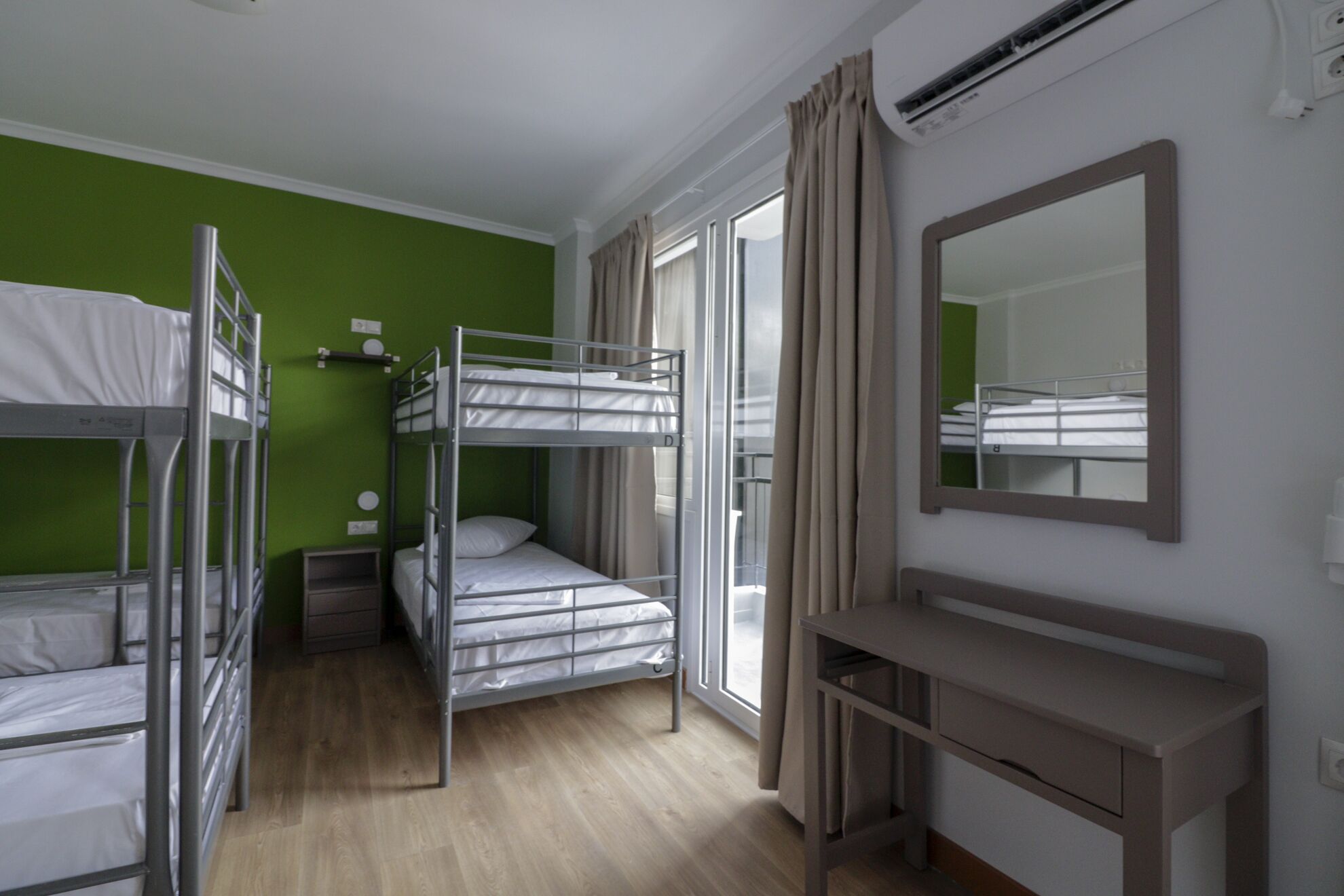 desk, blackout curtains, soundproofing, iron/ironing board