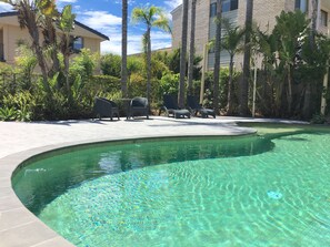 Outdoor pool, open 8:00 AM to 8:00 PM, sun loungers - Araluen Motor Lodge (Batehaven)