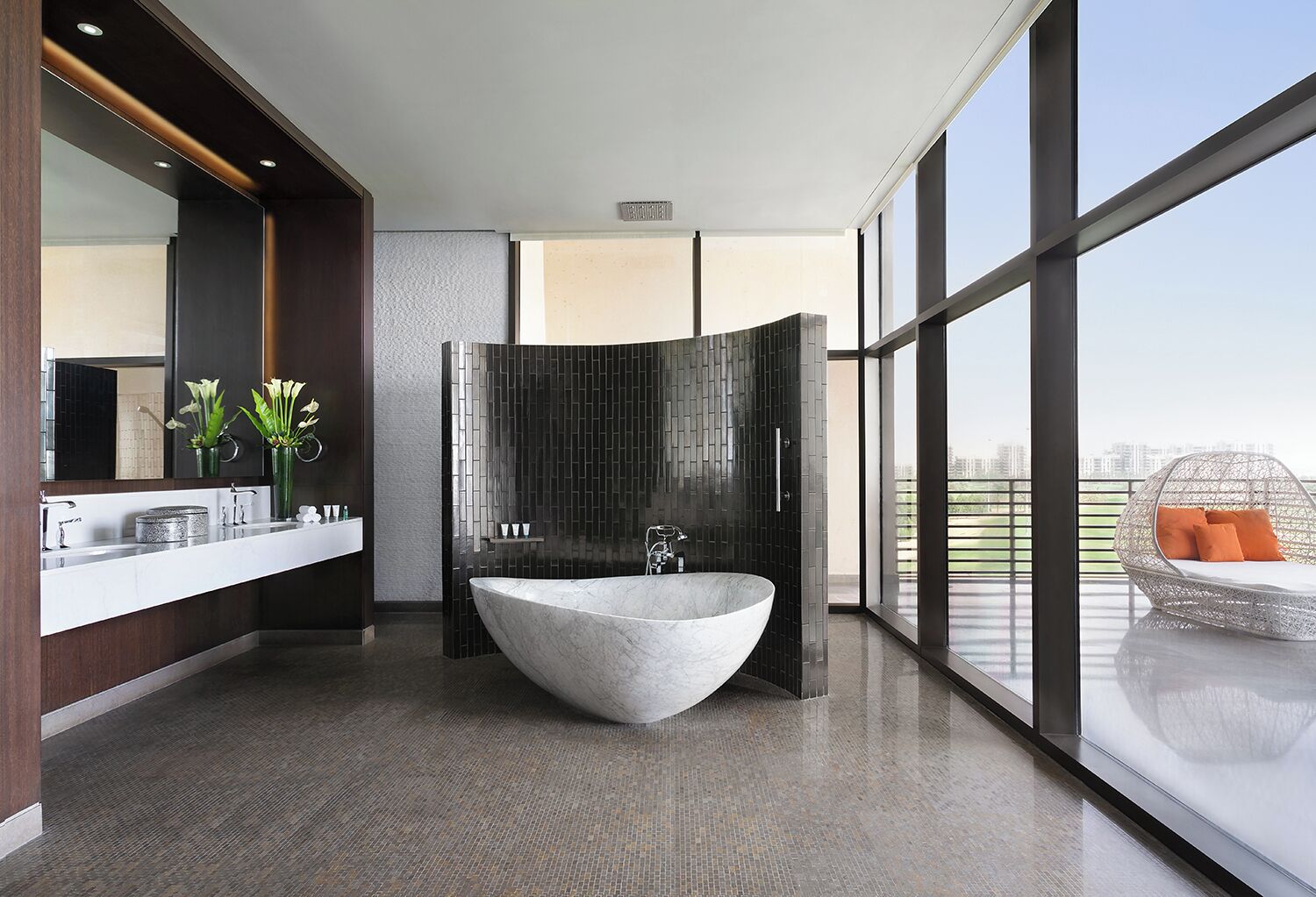 presidential suite, golf view | bathroom | separate bathtub and shower, rainfall showerhead, designer toiletries
