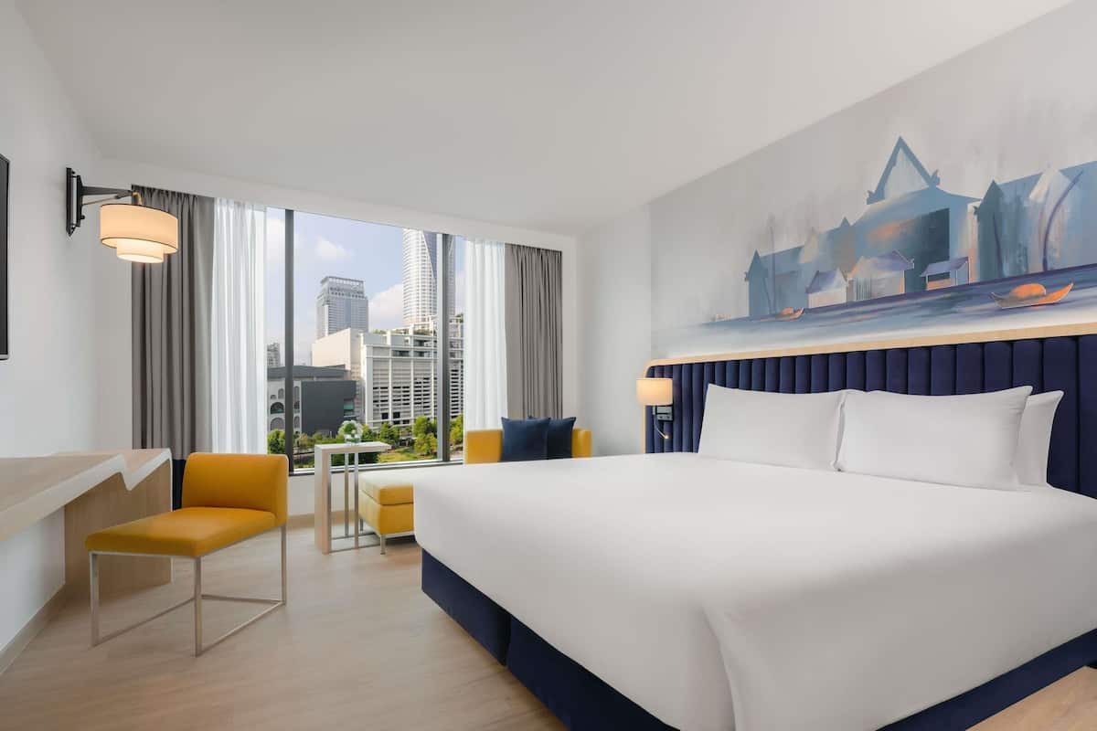 In-room safe, desk, laptop workspace, blackout curtains
