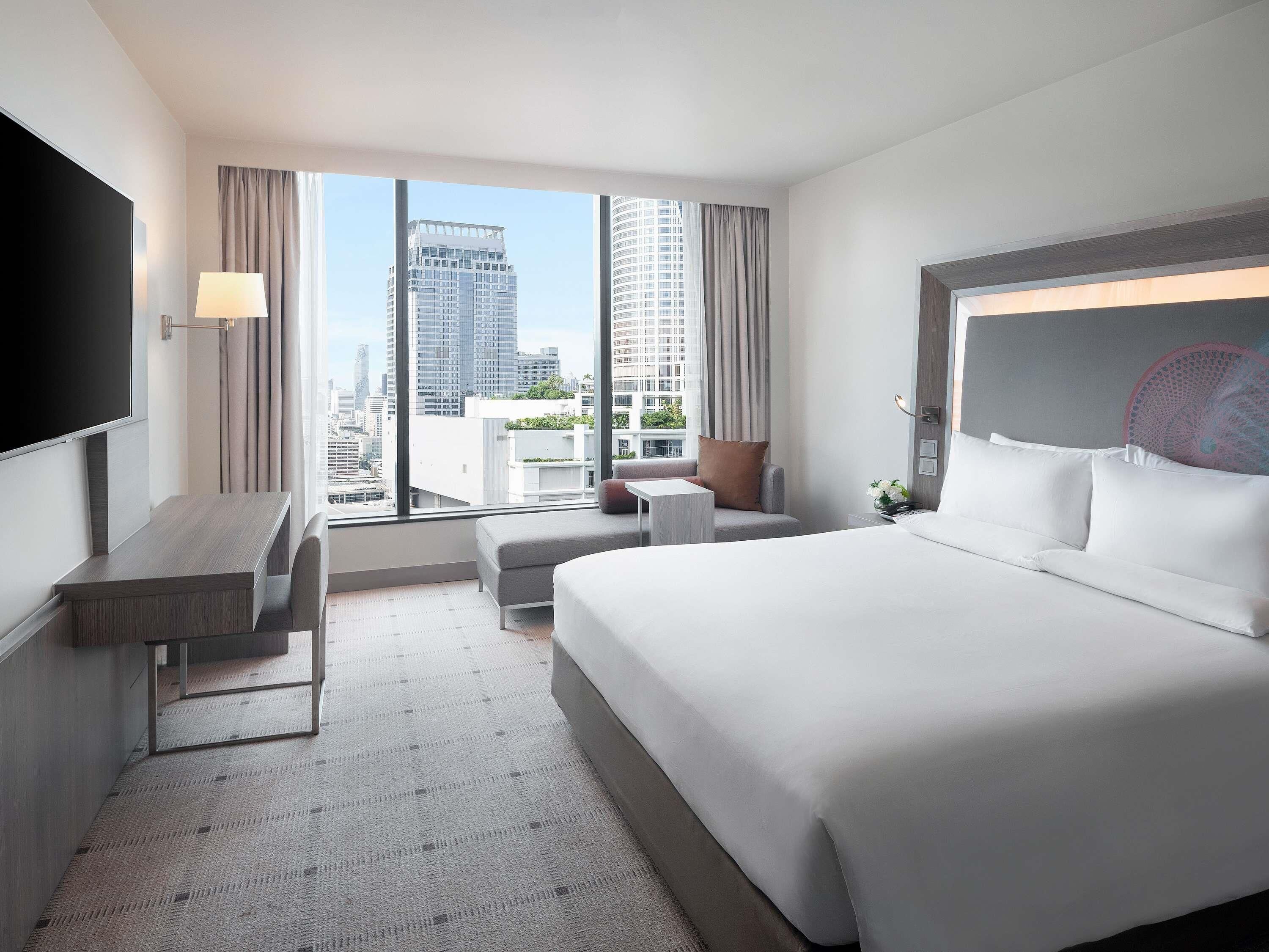 In-room safe, desk, laptop workspace, blackout curtains