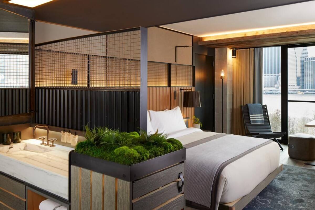 Premium bedding, memory foam beds, laptop workspace