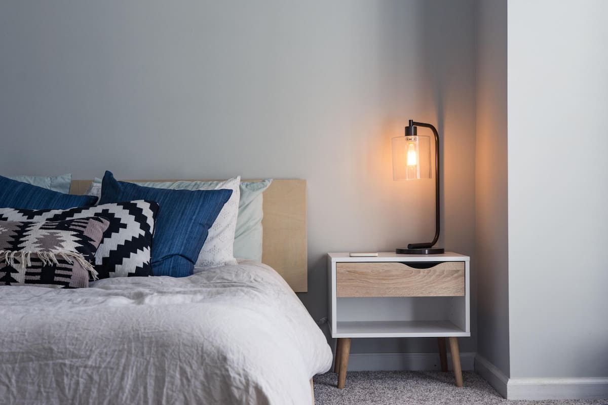 Premium bedding, memory foam beds, laptop workspace