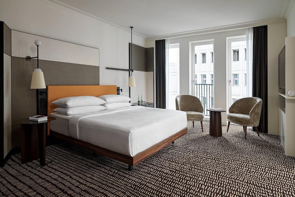 Premium bedding, memory foam beds, laptop workspace
