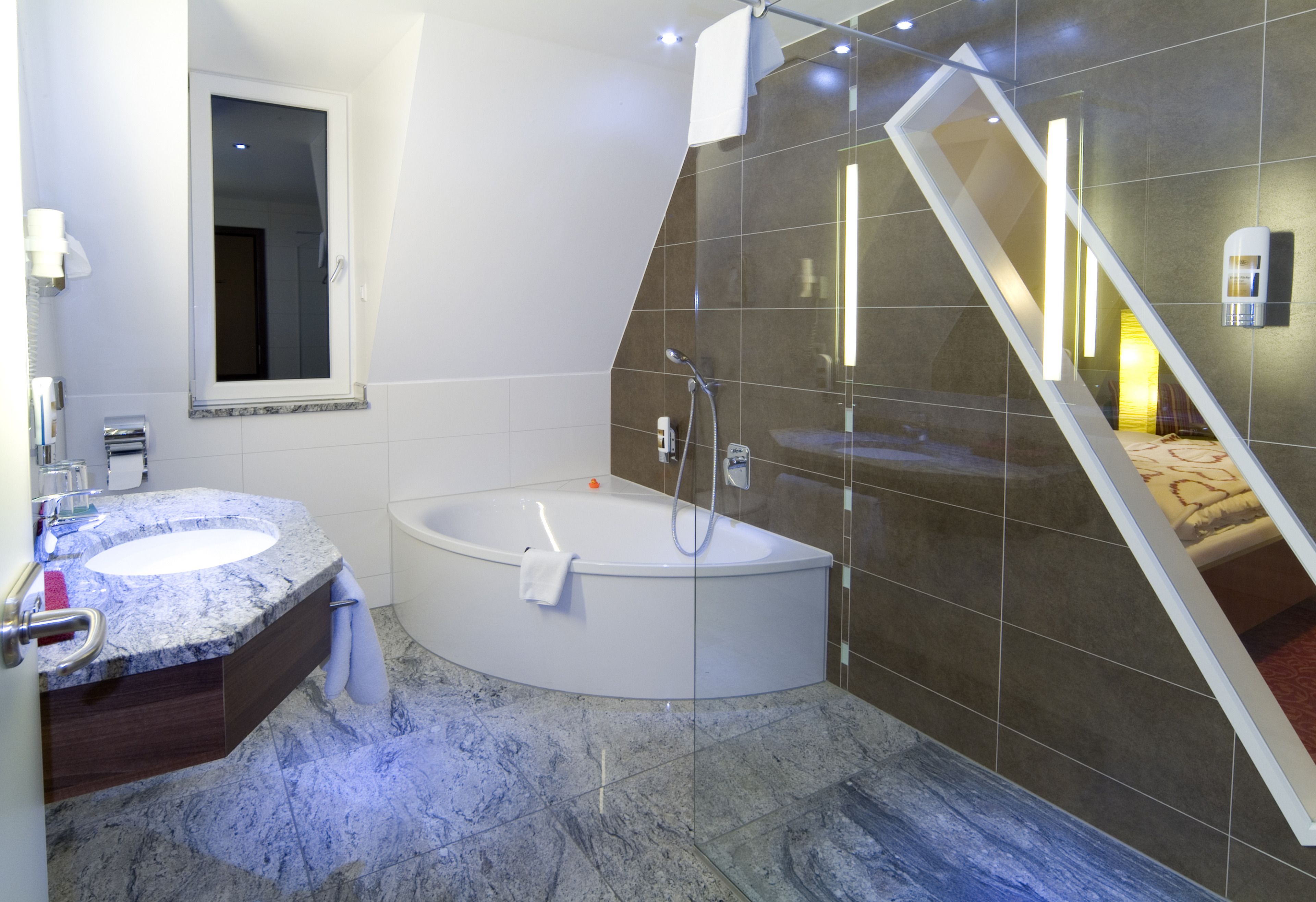 free toiletries, hair dryer, towels