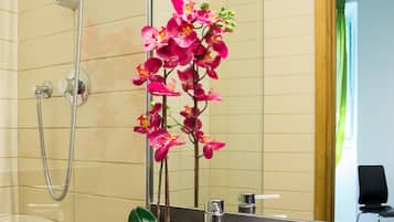 Shower, rainfall showerhead, hair dryer, bidet