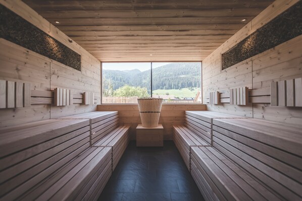 Sauna, steam room, facials, massages