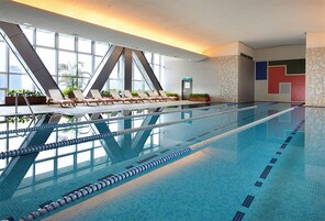 Indoor pool, sun loungers, lifeguards on site