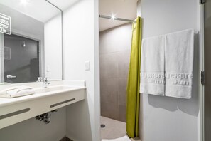 Regadera, amenidades de baño gratuitas, secadora de cabello, toallas 