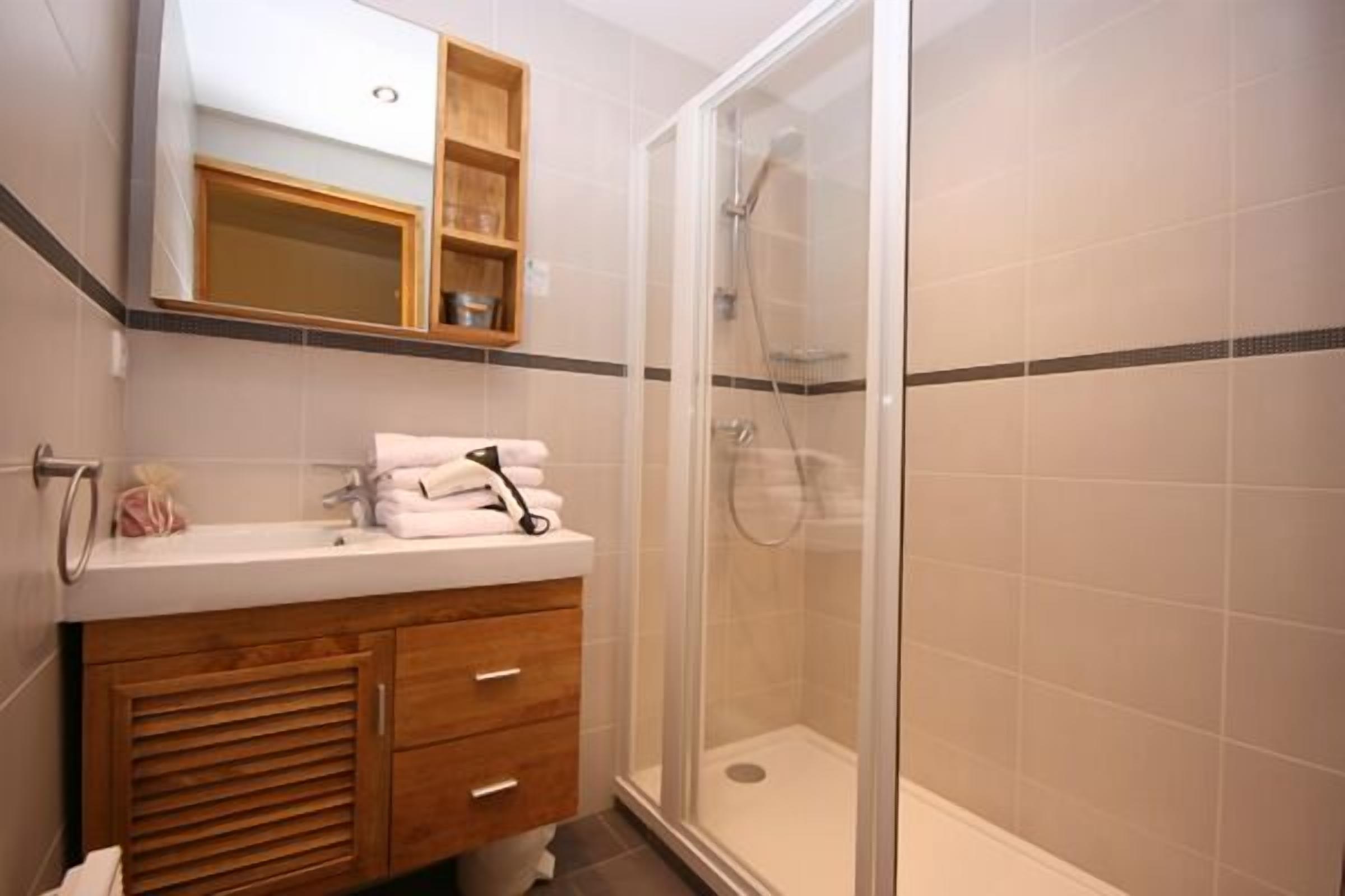 free toiletries, hair dryer, towels