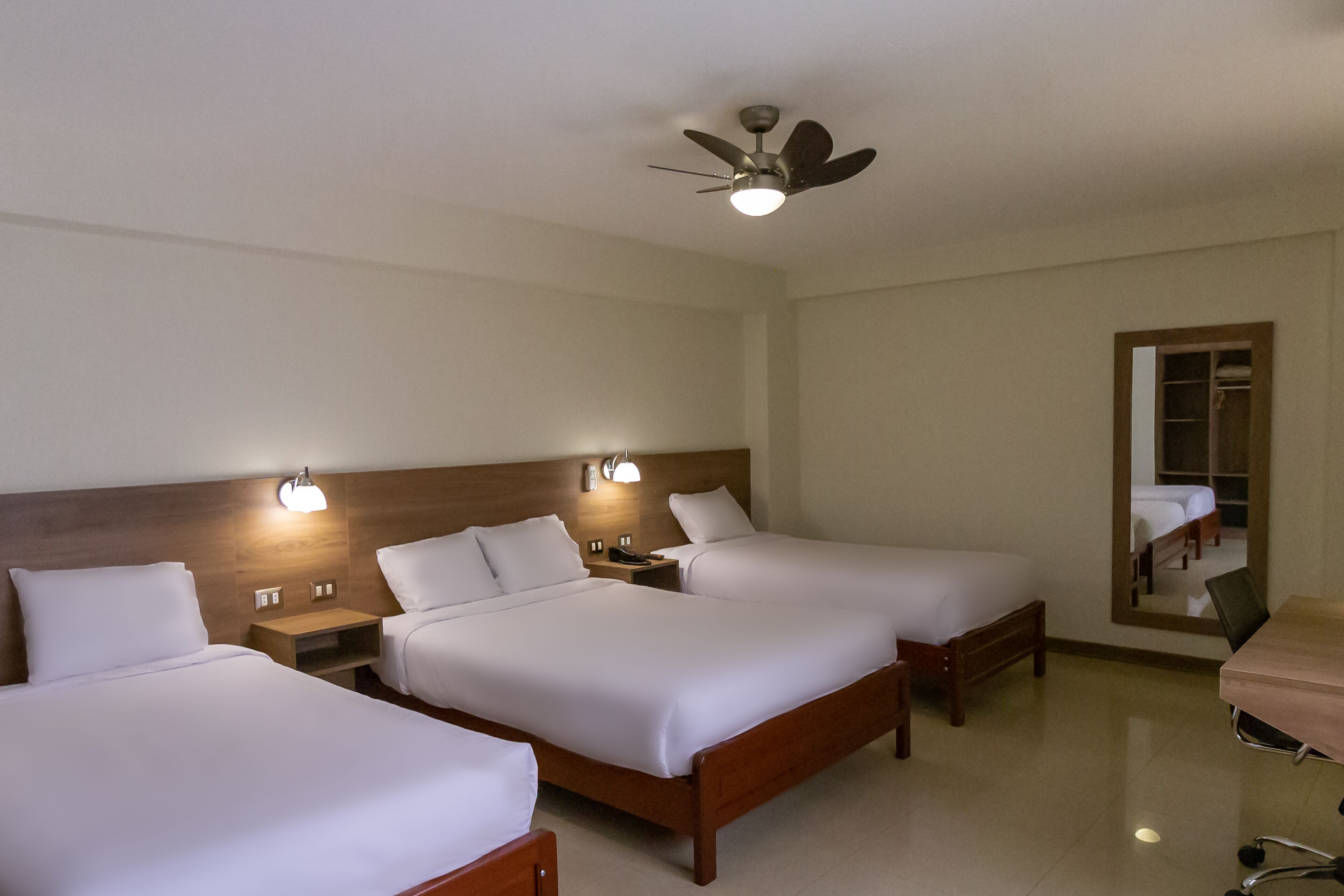 family triple room | in-room safe, desk, laptop workspace, iron/ironing board