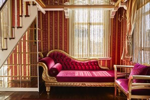 Family Quadruple Room, 2 Queen Beds | Premium bedding, minibar, in-room safe, laptop workspace