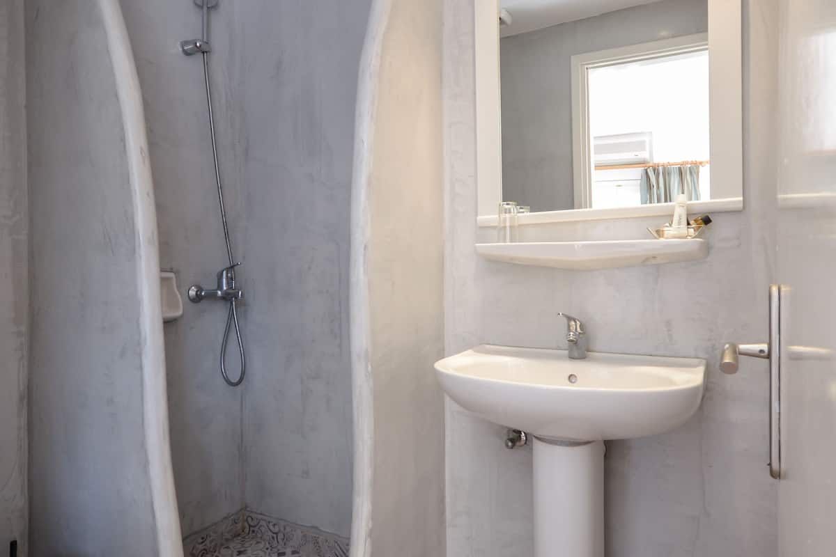 economy double room | bathroom | free toiletries, hair dryer, towels