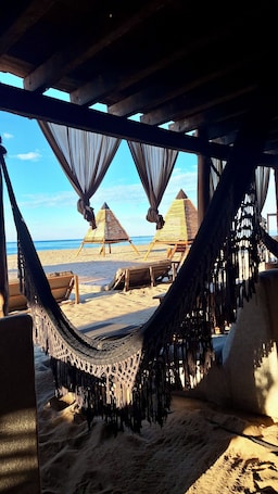 On the beach, beach massages