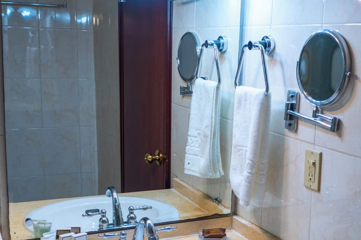 deluxe single room, 1 king bed | bathroom | shower, free toiletries, towels