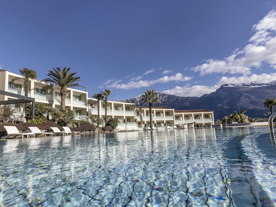 Indoor pool, seasonal outdoor pool, pool umbrellas, pool loungers