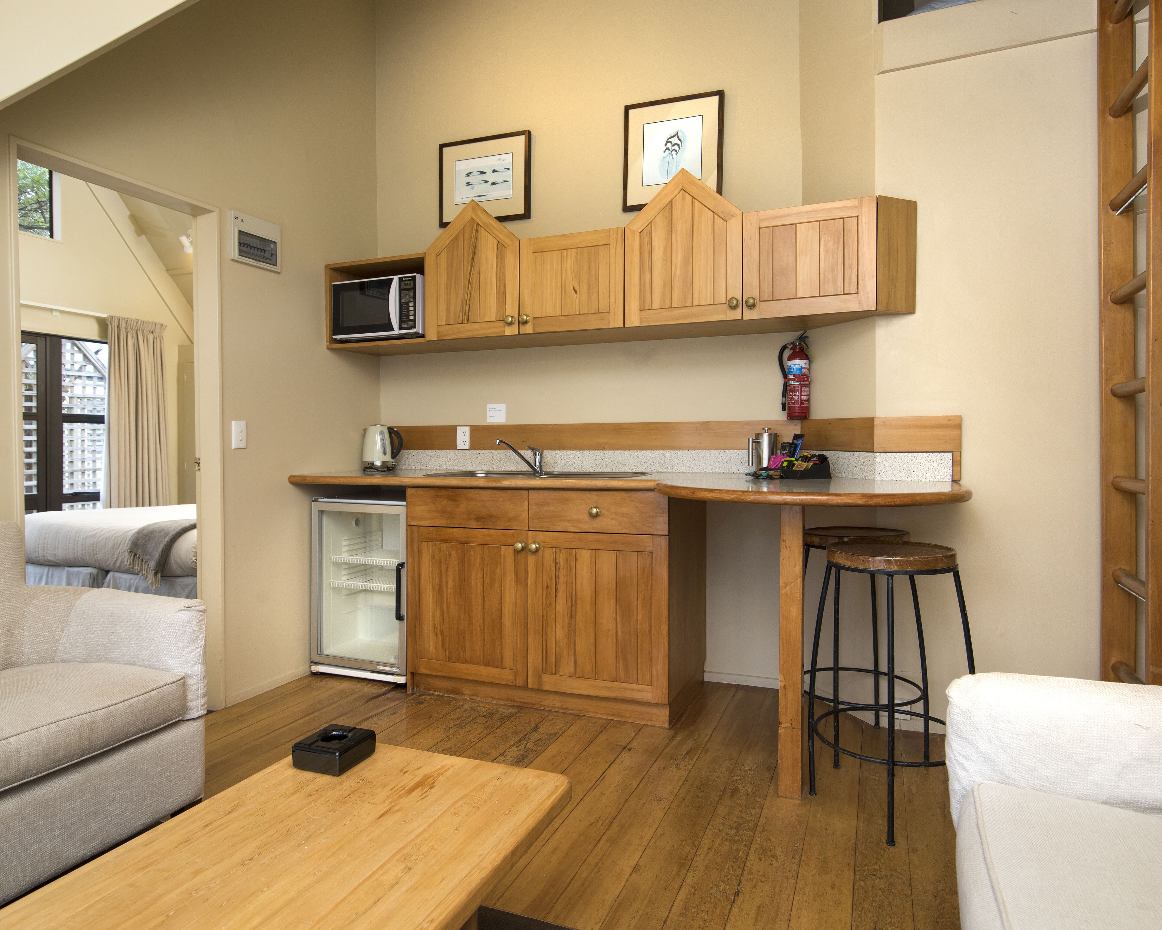 mamaku apartment | private kitchenette | mini-fridge, microwave, coffee/tea maker, electric kettle