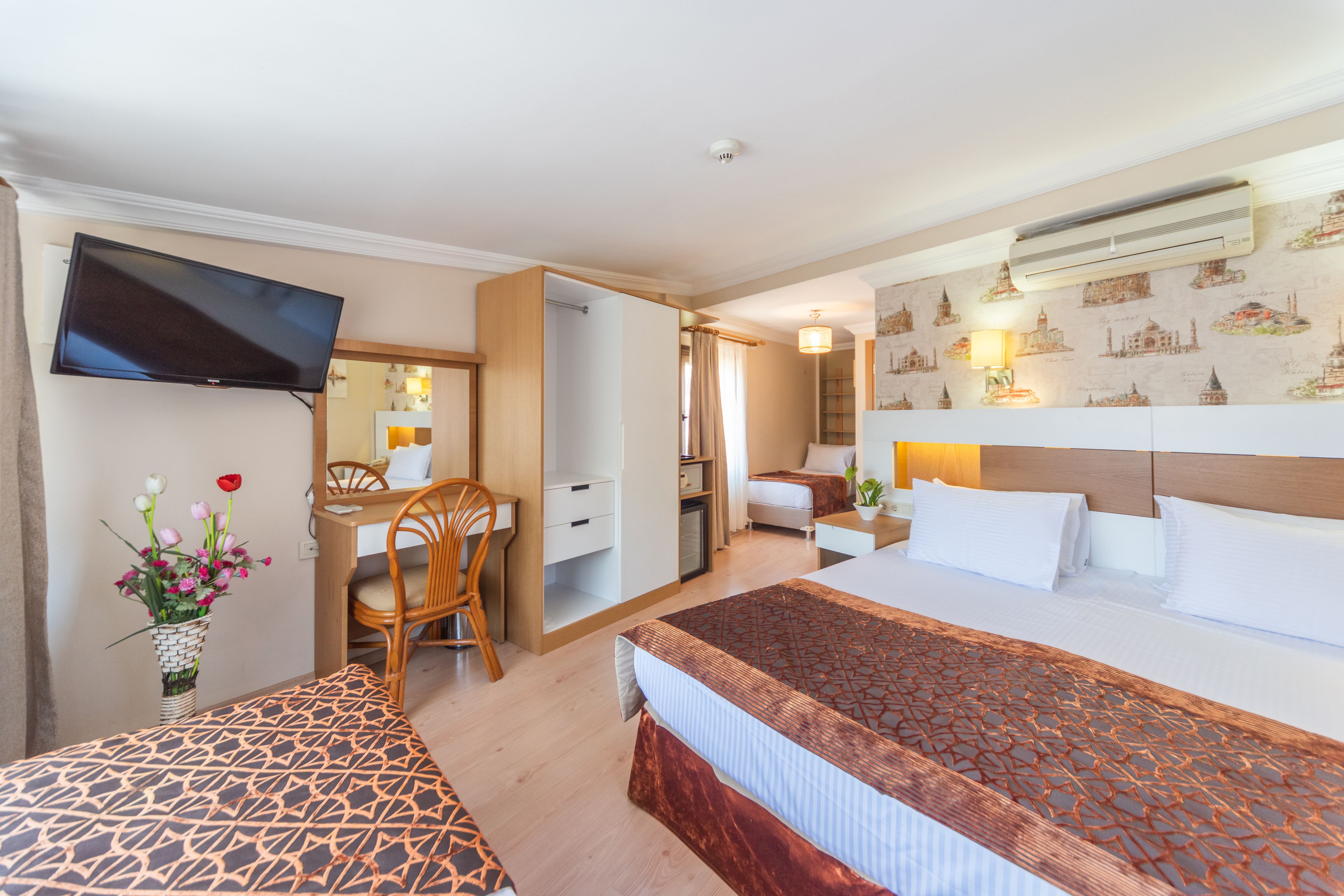 family room | bathroom | hair dryer, slippers, towels