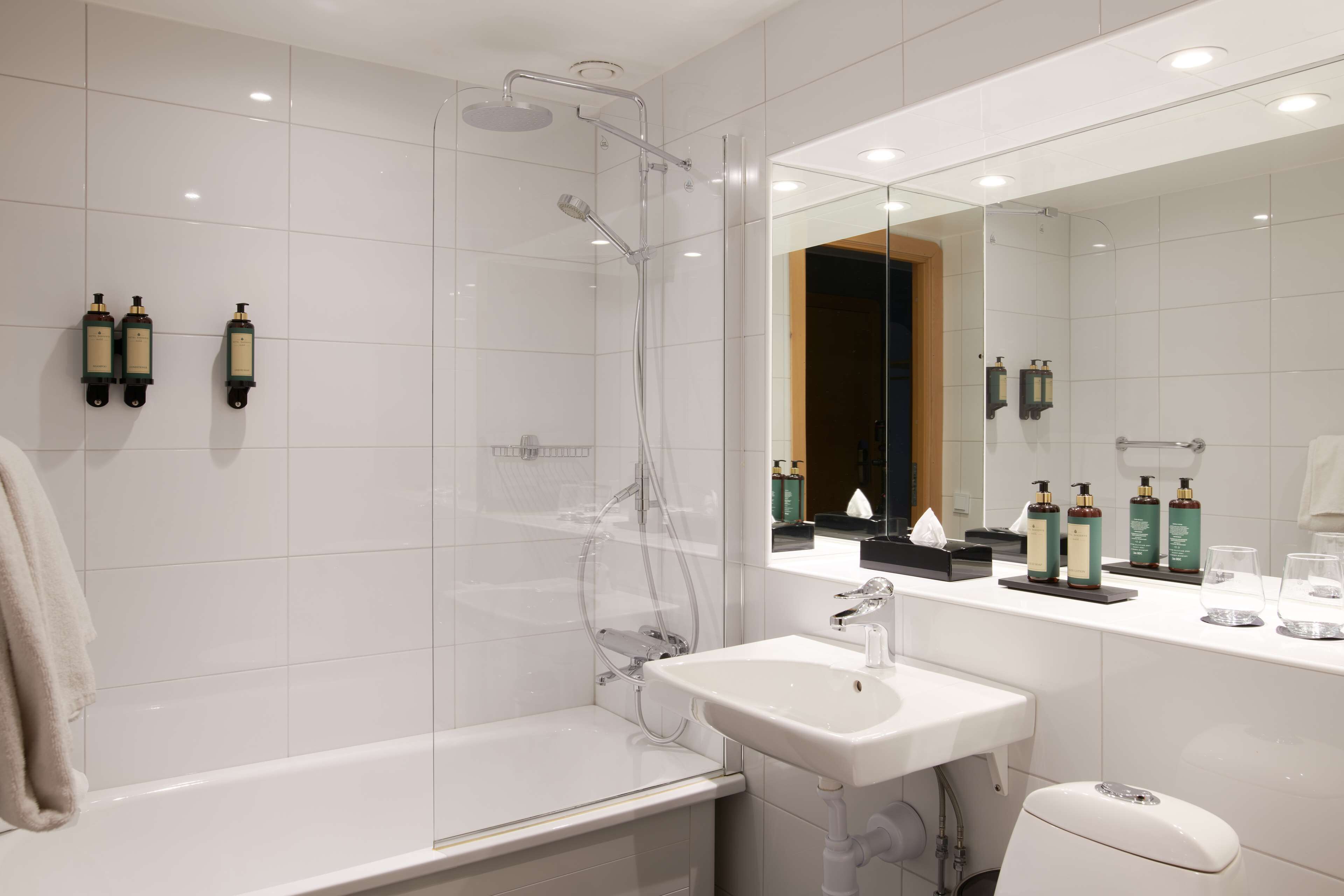 free toiletries, hair dryer, towels