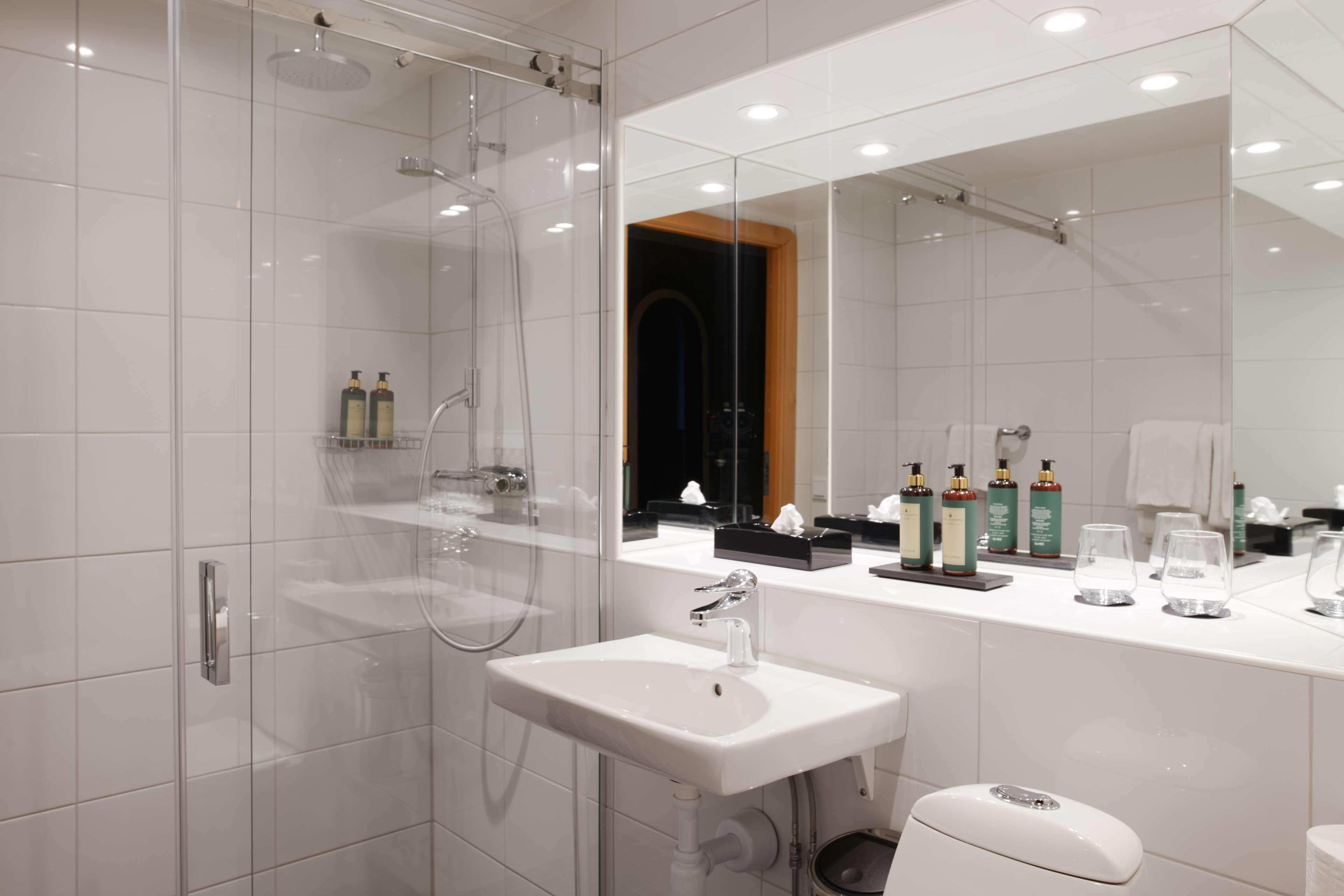 free toiletries, hair dryer, towels