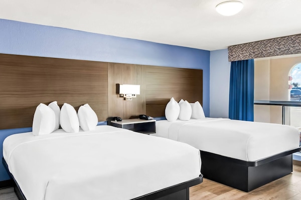 Room, 2 Queen Beds, Non Smoking | Desk, WiFi (free), alarm clocks, bed sheets