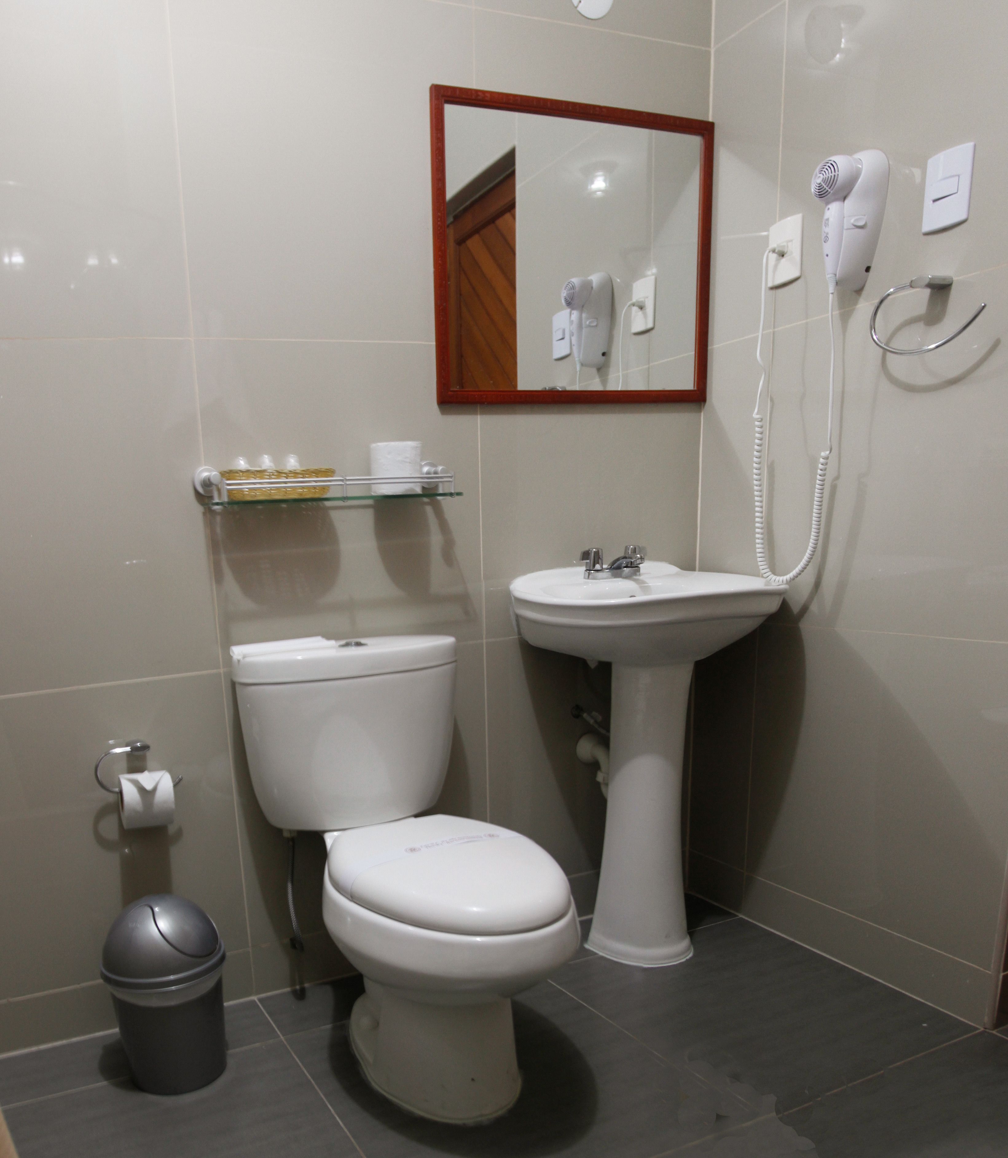 free toiletries, hair dryer, towels