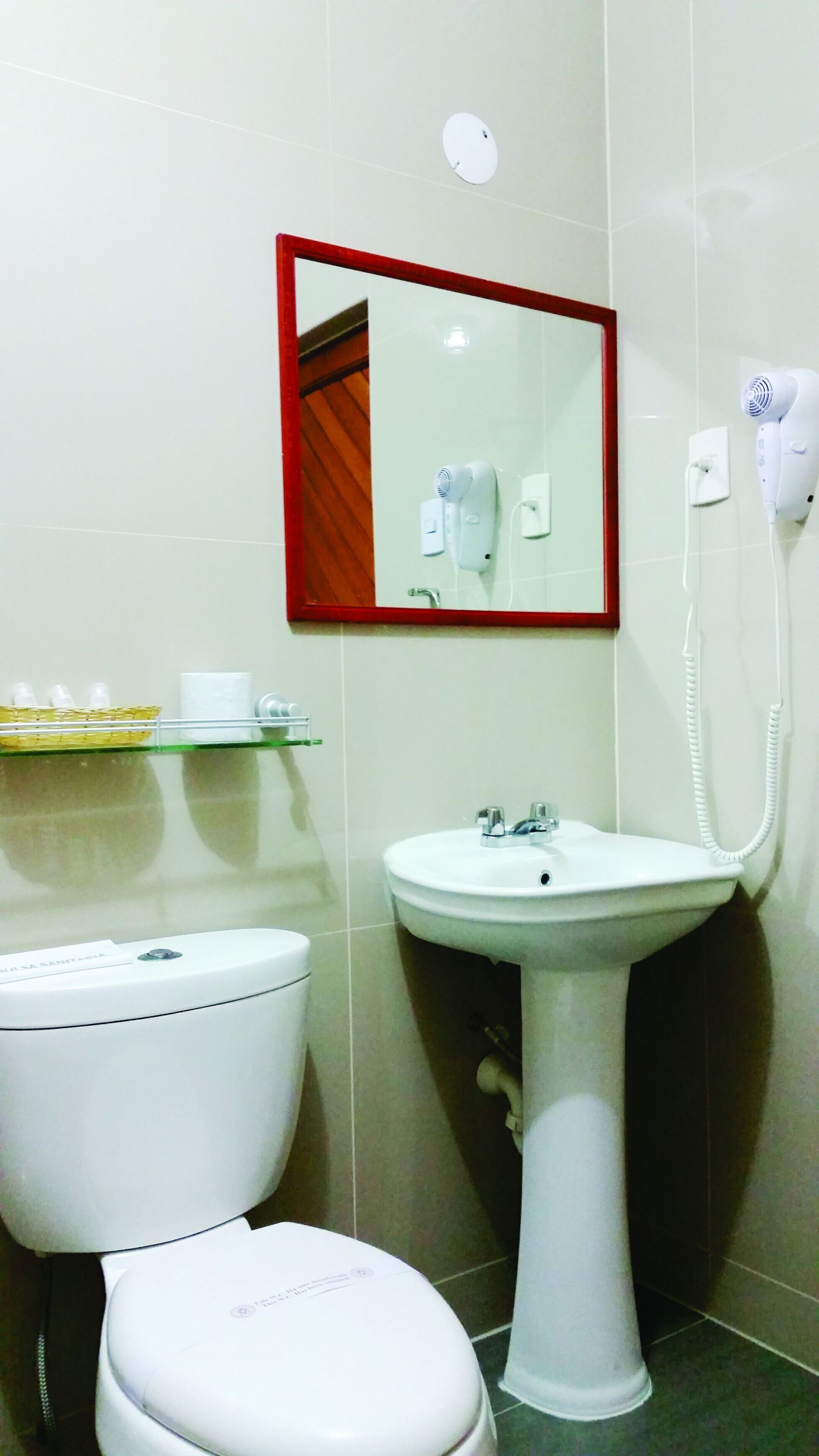 free toiletries, hair dryer, towels